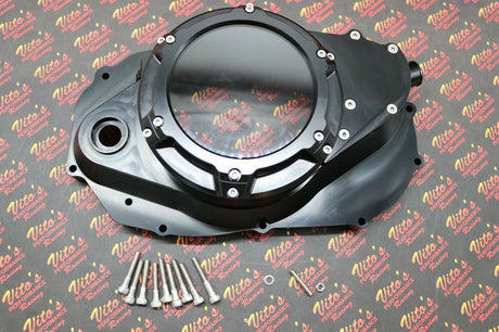 Billet aluminum Yamaha Banshee lock up CLUTCH COVER + clear window BLACK 4