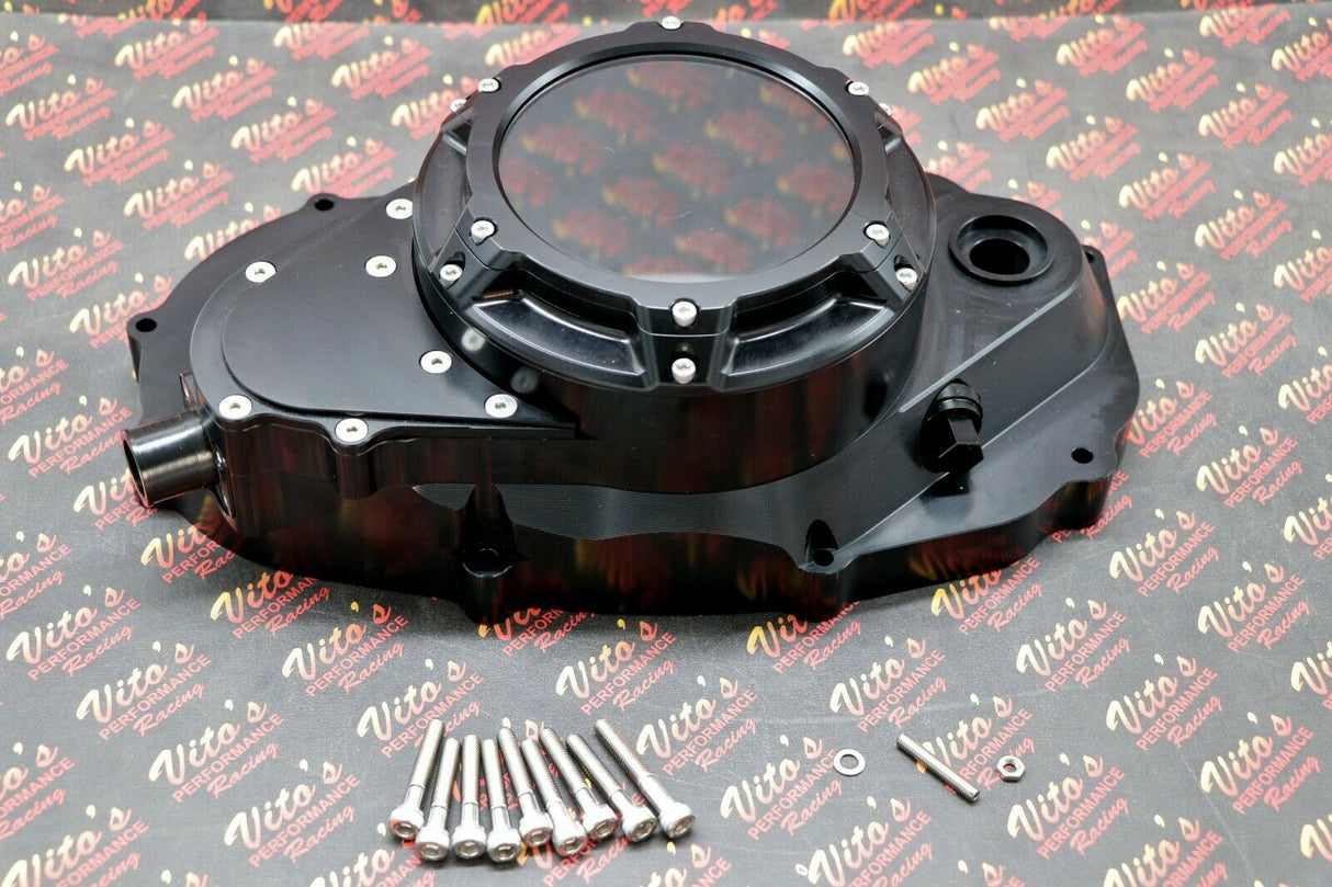 Billet aluminum Yamaha Banshee lock up CLUTCH COVER + clear window BLACK 6