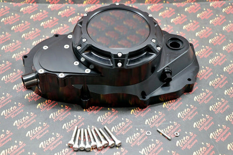Billet aluminum Yamaha Banshee lock up CLUTCH COVER + clear window BLACK 6
