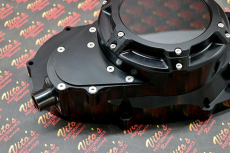 Billet aluminum Yamaha Banshee lock up CLUTCH COVER + clear window BLACK 7