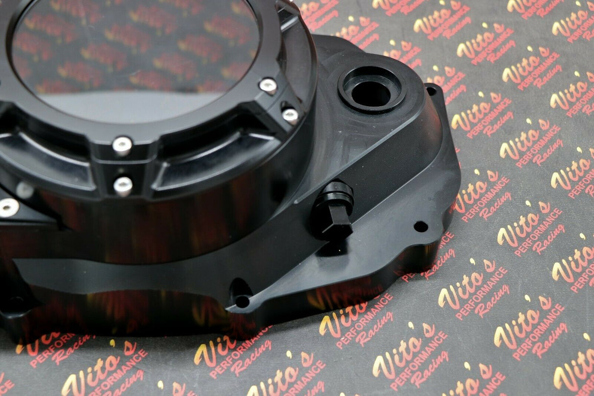 Billet aluminum Yamaha Banshee lock up CLUTCH COVER + clear window BLACK 8