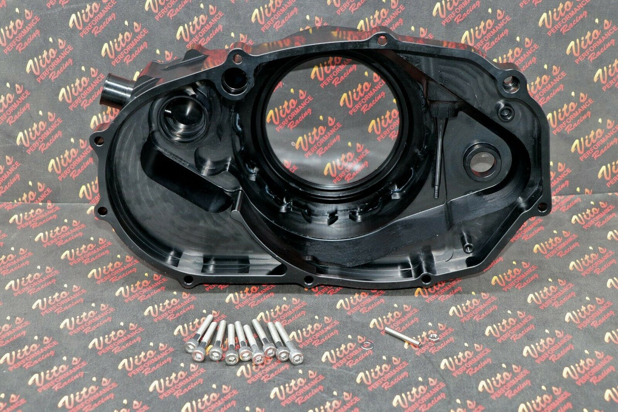 Billet aluminum Yamaha Banshee lock up CLUTCH COVER + clear window BLACK 9
