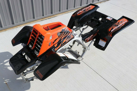 Yamaha Banshee fenders + gas tank plastic + grill + graphics BLACK ORANGE Set A 2