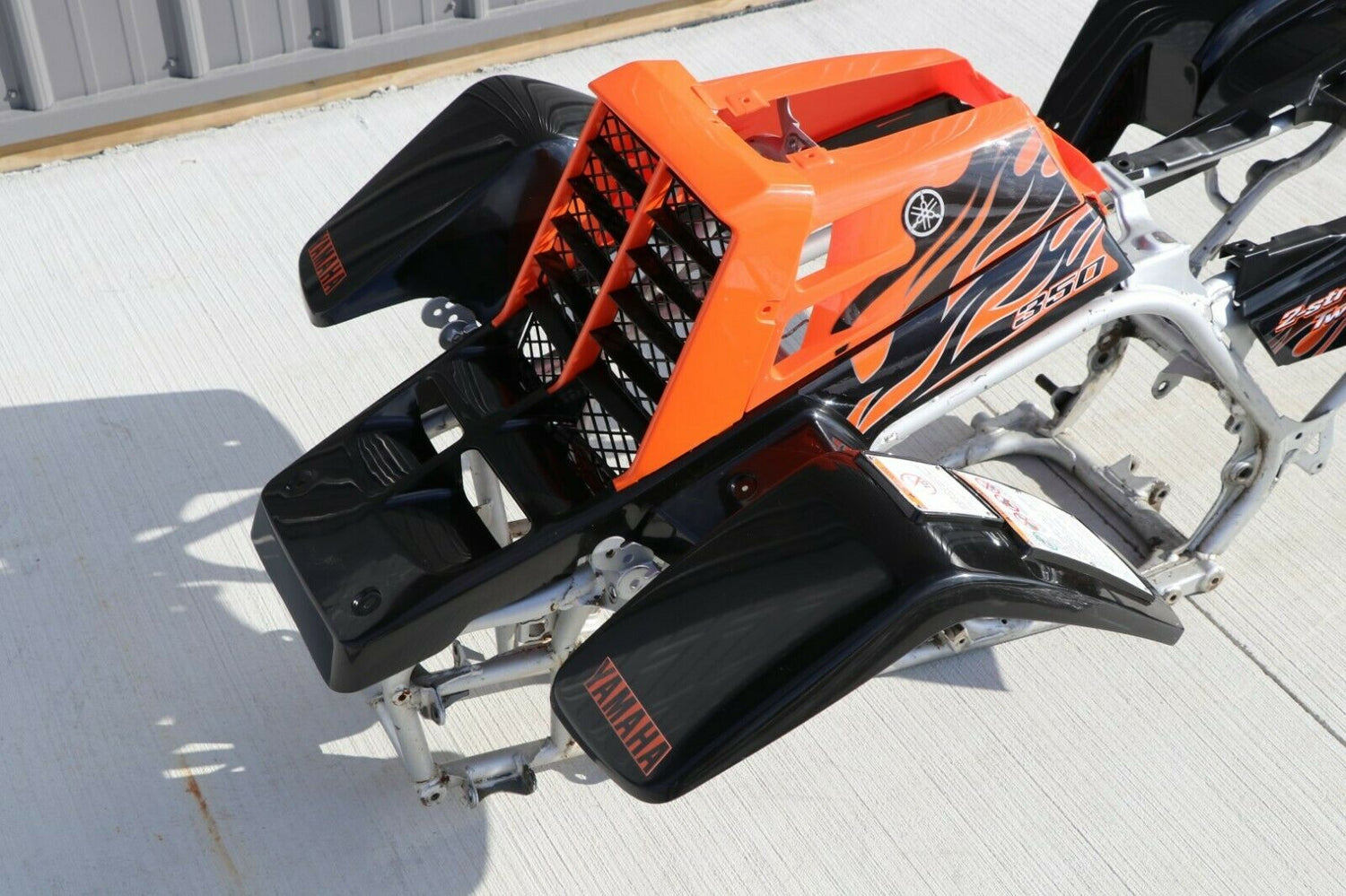 Yamaha Banshee fenders + gas tank plastic + grill + graphics BLACK ORANGE Set A 3