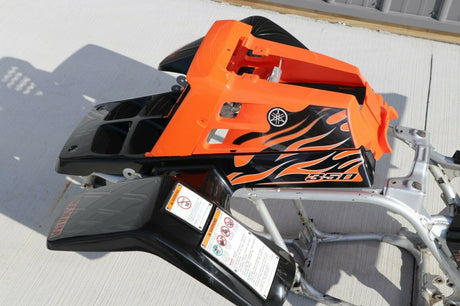 Yamaha Banshee fenders + gas tank plastic + grill + graphics BLACK ORANGE Set A 4