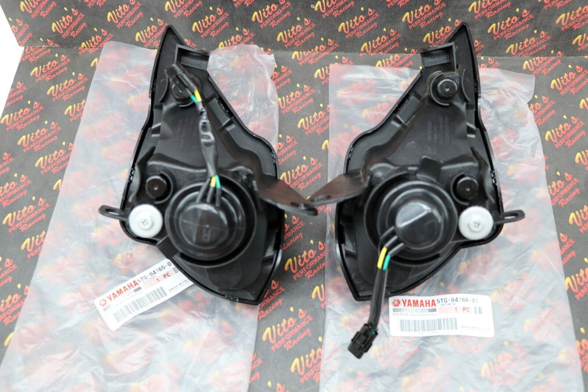 2 x Headlights + bulbs + plastic surround + socket Yamaha YFZ450 Raptor 700 700R 3