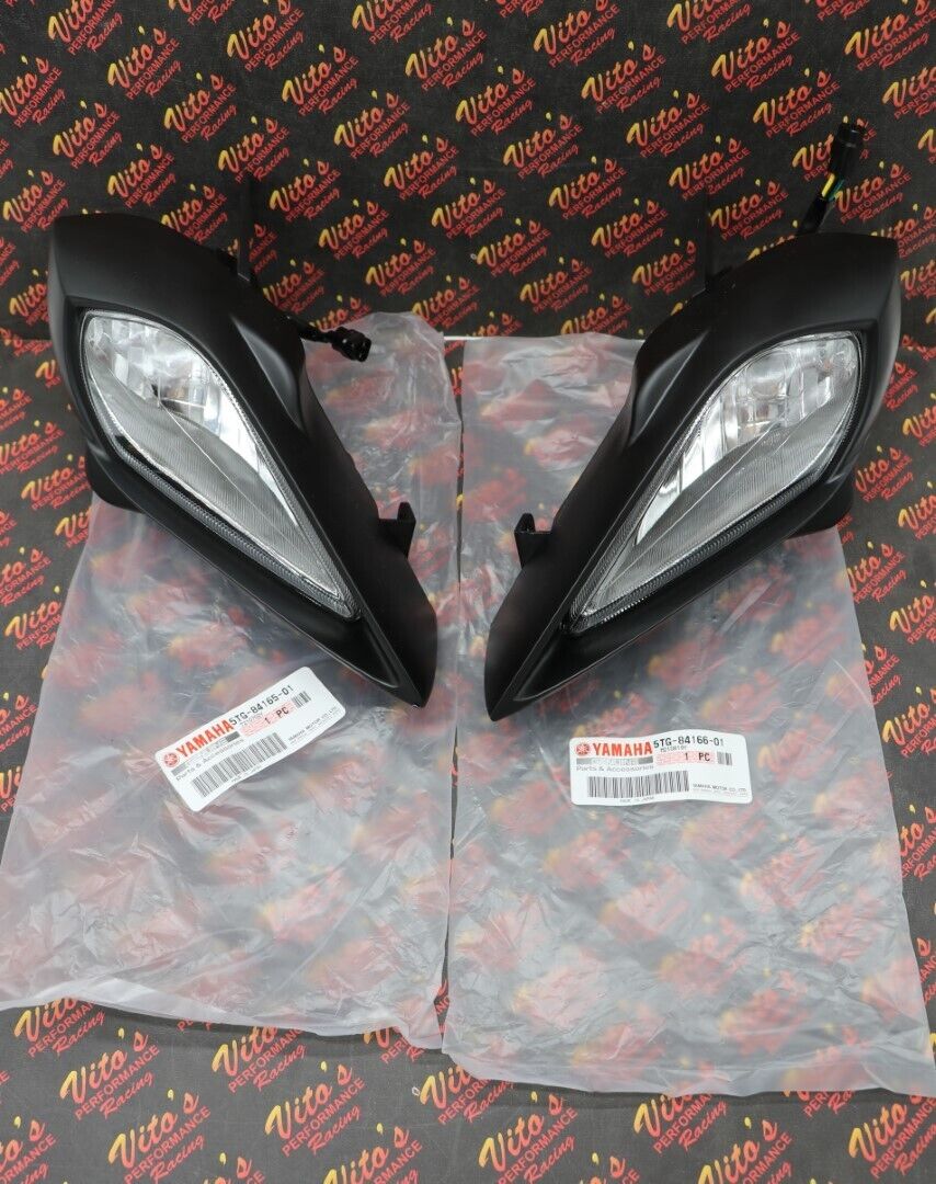 2 x Headlights + bulbs + plastic surround + socket Yamaha YFZ450 Raptor 700 700R 4