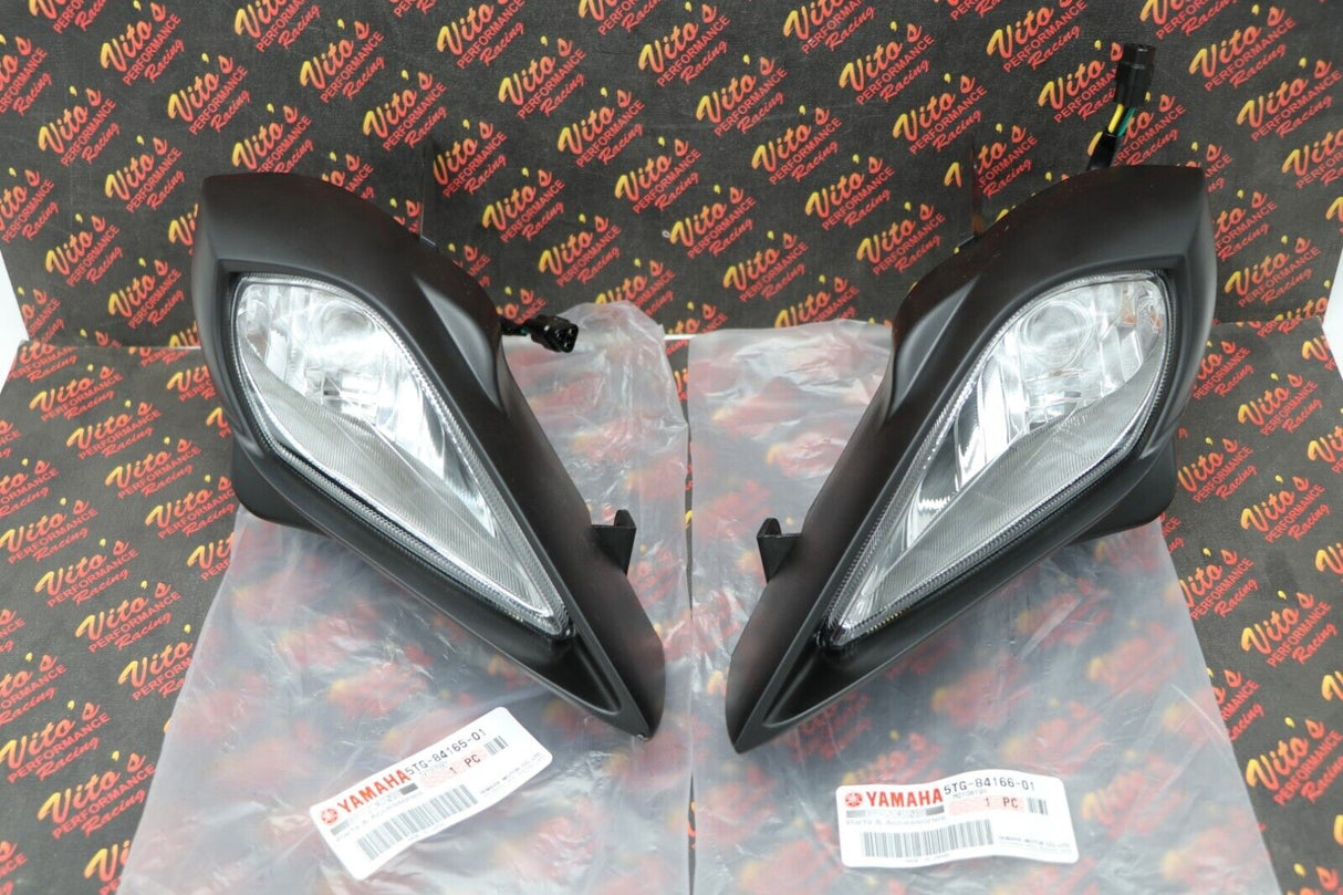 2 x Headlights + bulbs + plastic surround + socket Yamaha YFZ450 Raptor 700 700R 5