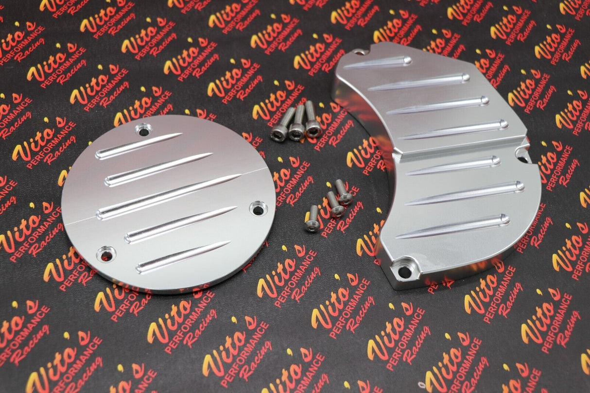 Yamaha Banshee billet aluminum clutch insert + water pump cover + screws SILVER 2