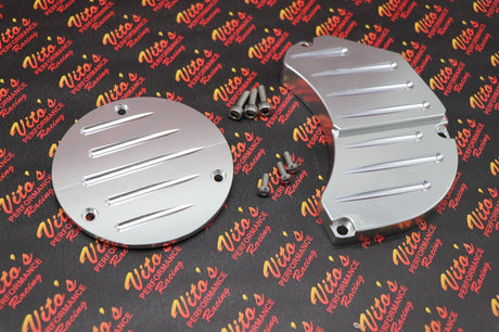 Yamaha Banshee billet aluminum clutch insert + water pump cover + screws SILVER 2