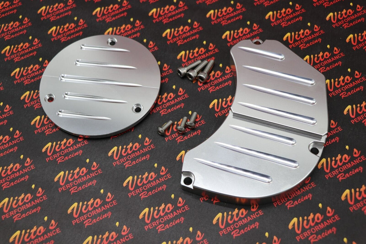 Yamaha Banshee billet aluminum clutch insert + water pump cover + screws SILVER 3