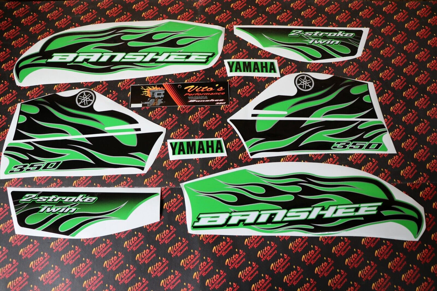 Vito's custom vinyl graphics 14MIL sticker Yamaha Banshee BLACK & GREEN 1