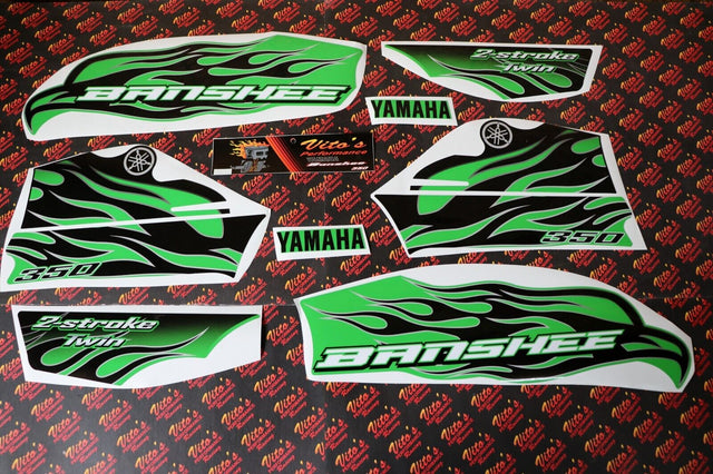 Vito's custom vinyl graphics 14MIL sticker Yamaha Banshee BLACK & GREEN 1