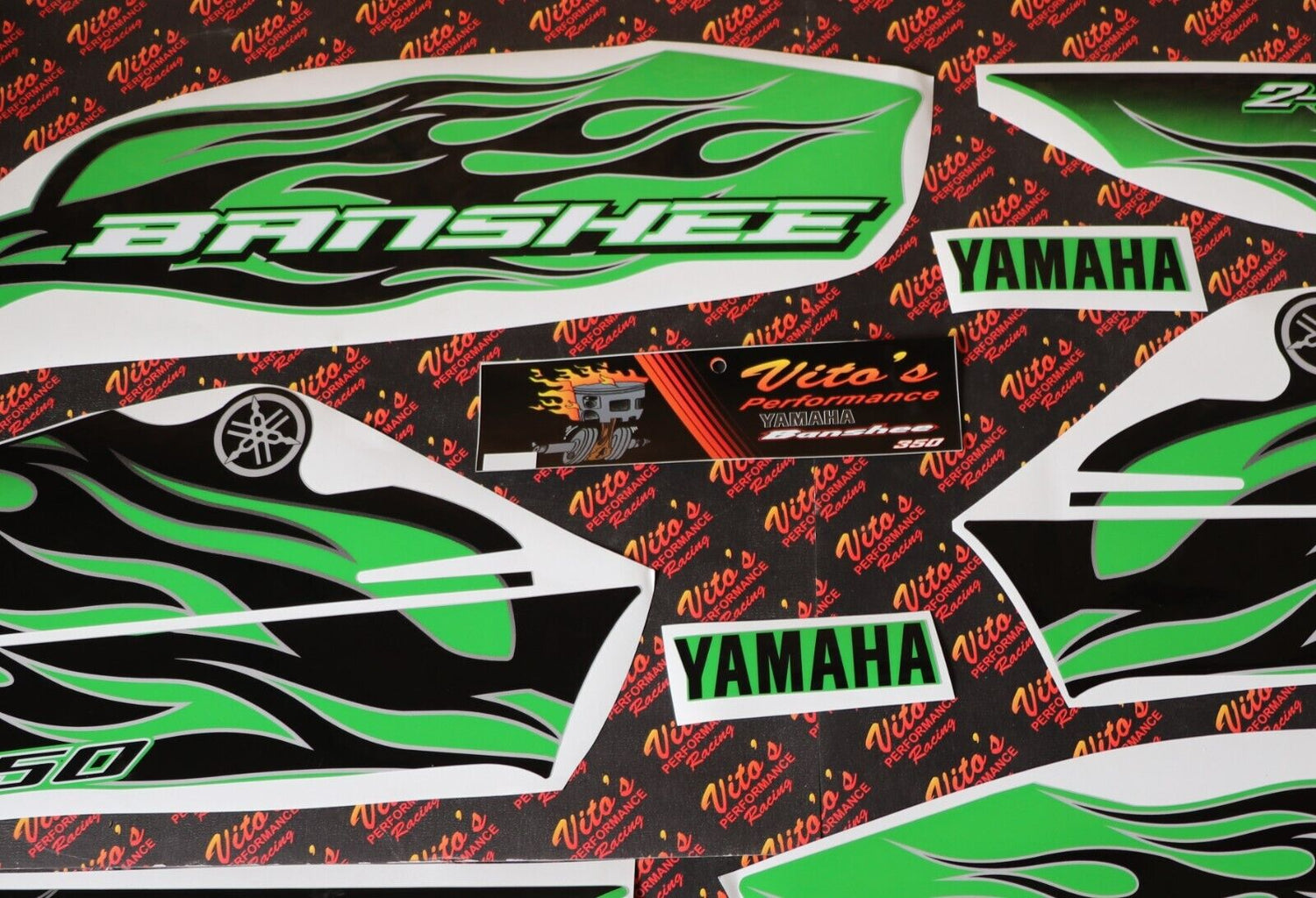 Vito's custom vinyl graphics 14MIL sticker Yamaha Banshee BLACK & GREEN 2