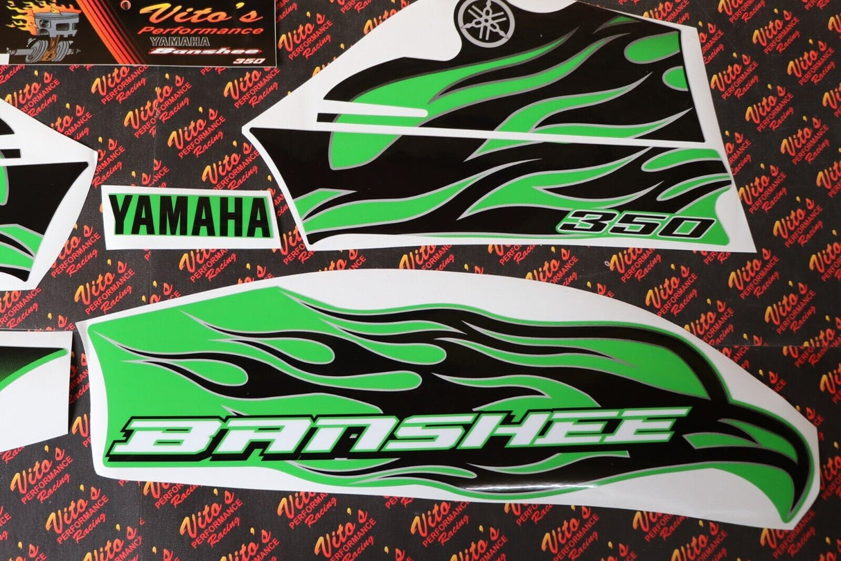 Vito's custom vinyl graphics 14MIL sticker Yamaha Banshee BLACK & GREEN 3