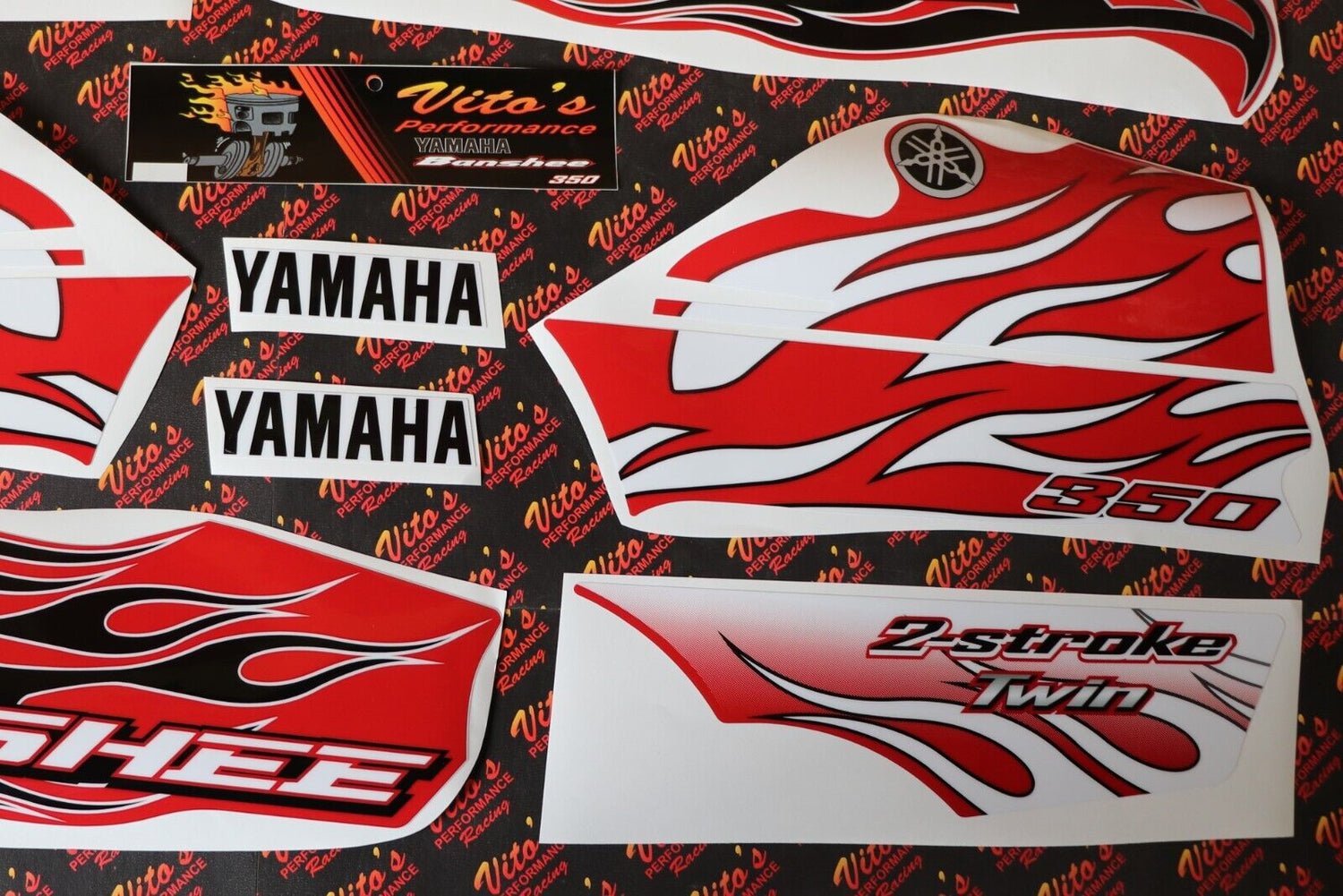 Vito's custom vinyl graphics 14MIL sticker Yamaha Banshee RED WHITE BLACK 2009 2