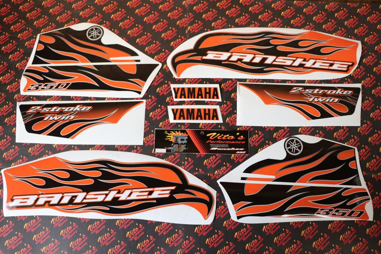 Vito's vinyl decal graphics kit 14MIL sticker Yamaha Banshee ORANGE BLACK 2008 1