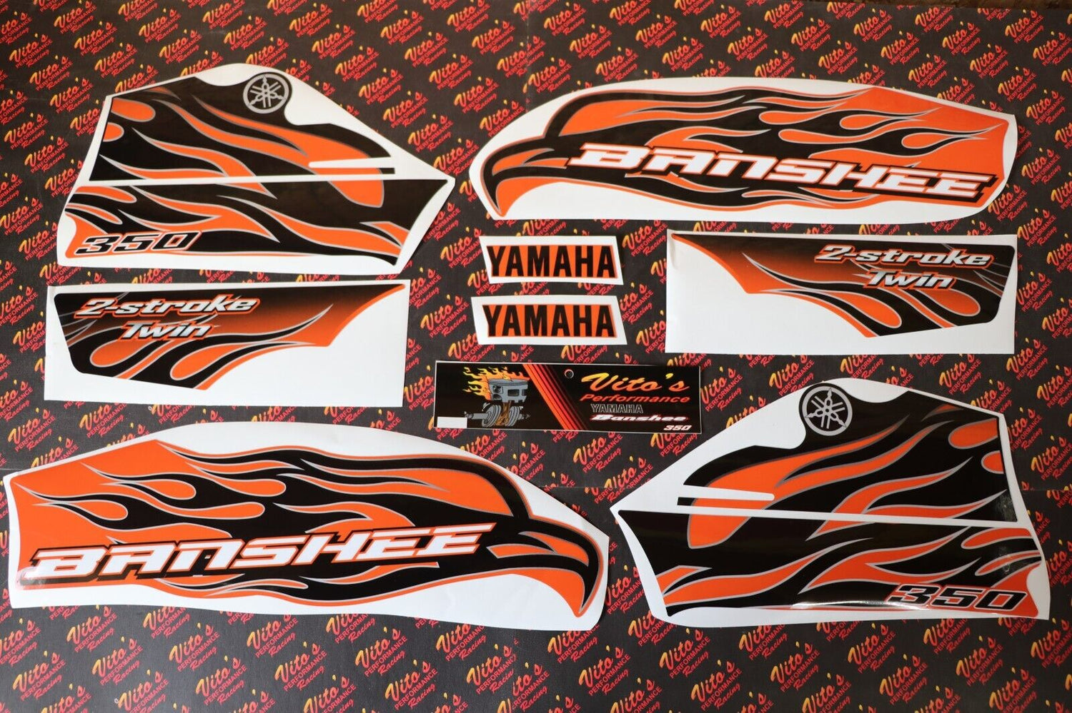 Vito's vinyl decal graphics kit 14MIL sticker Yamaha Banshee ORANGE BLACK 2008 1