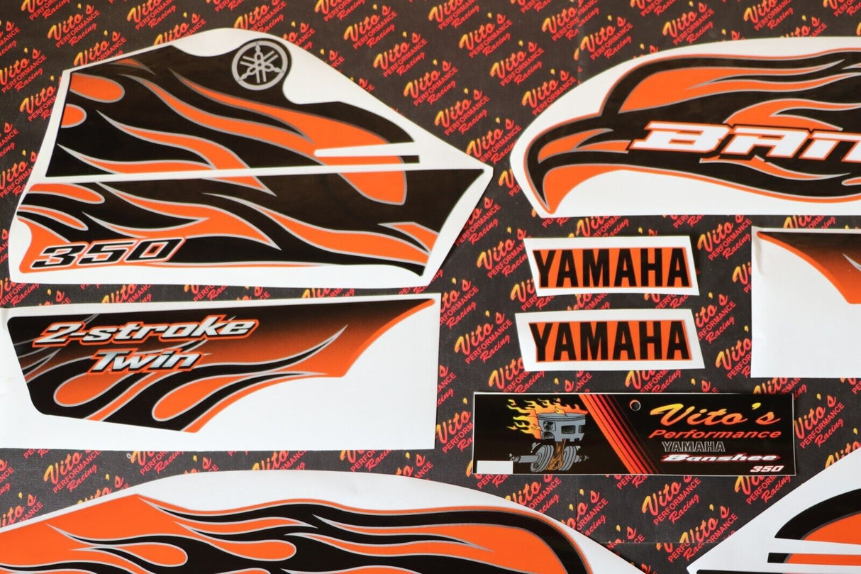 Vito's vinyl decal graphics kit 14MIL sticker Yamaha Banshee ORANGE BLACK 2008 2
