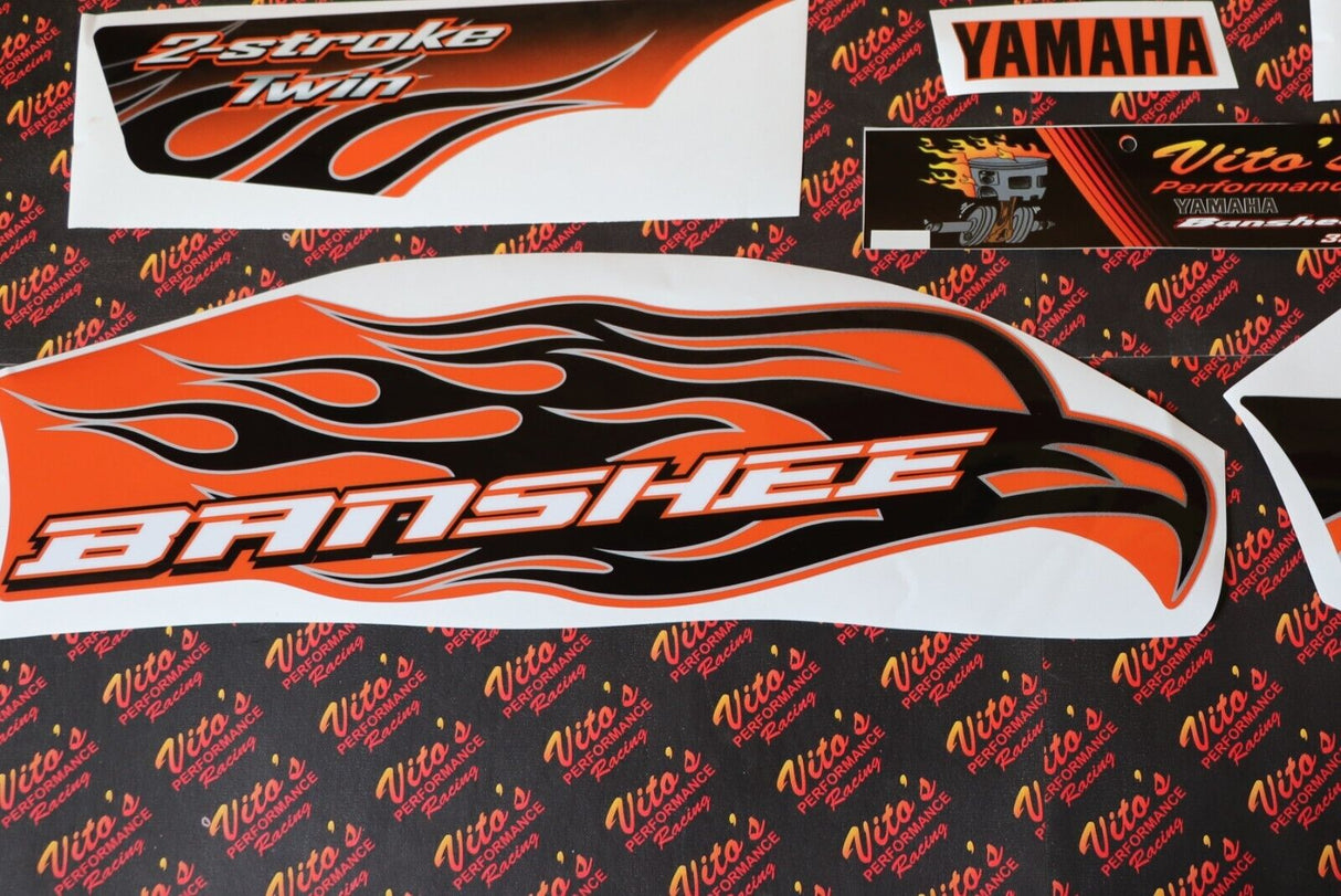 Vito's vinyl decal graphics kit 14MIL sticker Yamaha Banshee ORANGE BLACK 2008 3