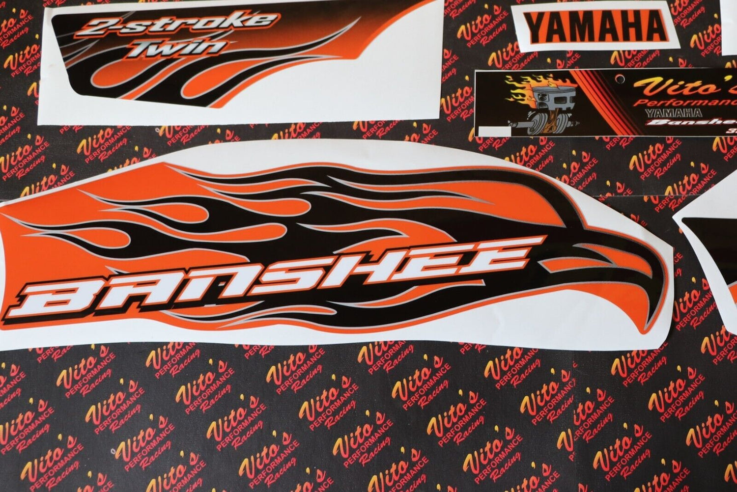 Vito's vinyl decal graphics kit 14MIL sticker Yamaha Banshee ORANGE BLACK 2008 3