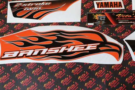 Vito's vinyl decal graphics kit 14MIL sticker Yamaha Banshee ORANGE BLACK 2008 3