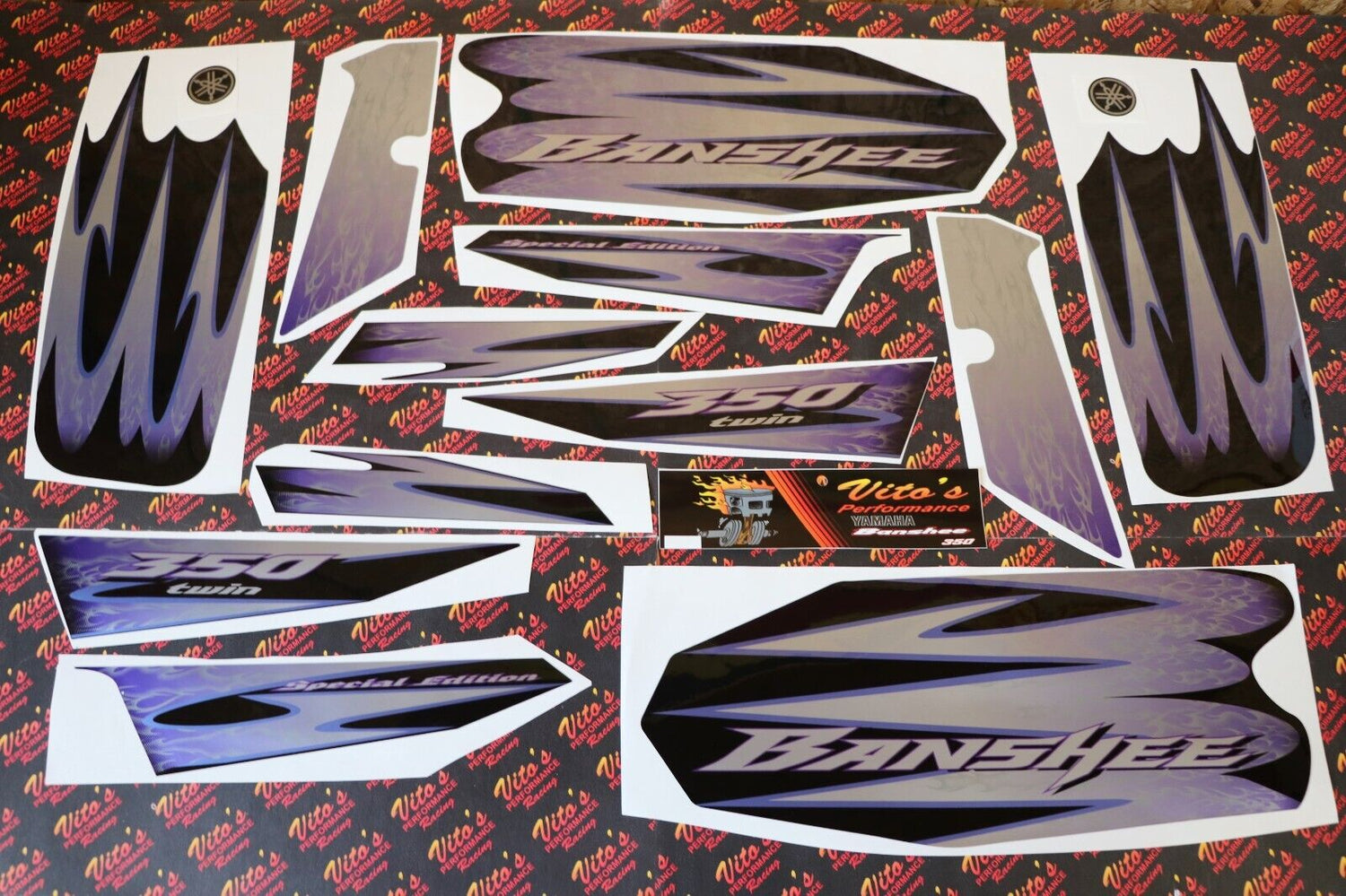Vito's vinyl decal graphics kit 14MIL sticker Yamaha Banshee BLACK PURPLE 2005 1
