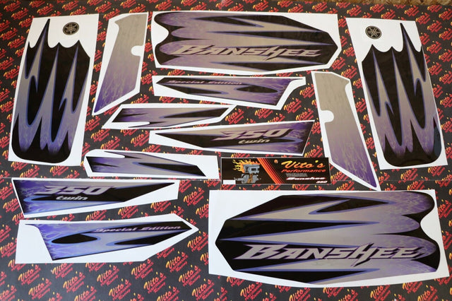 Vito's vinyl decal graphics kit 14MIL sticker Yamaha Banshee BLACK PURPLE 2005 1