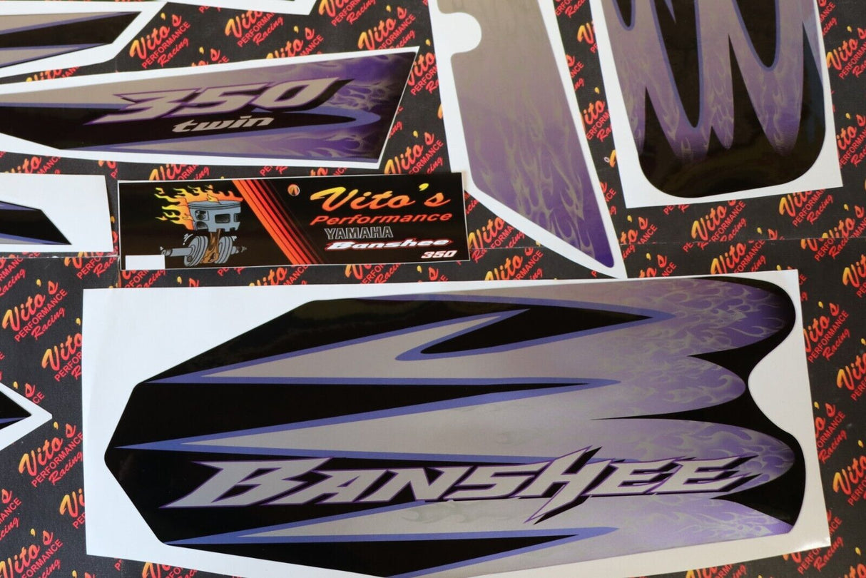 Vito's vinyl decal graphics kit 14MIL sticker Yamaha Banshee BLACK PURPLE 2005 3