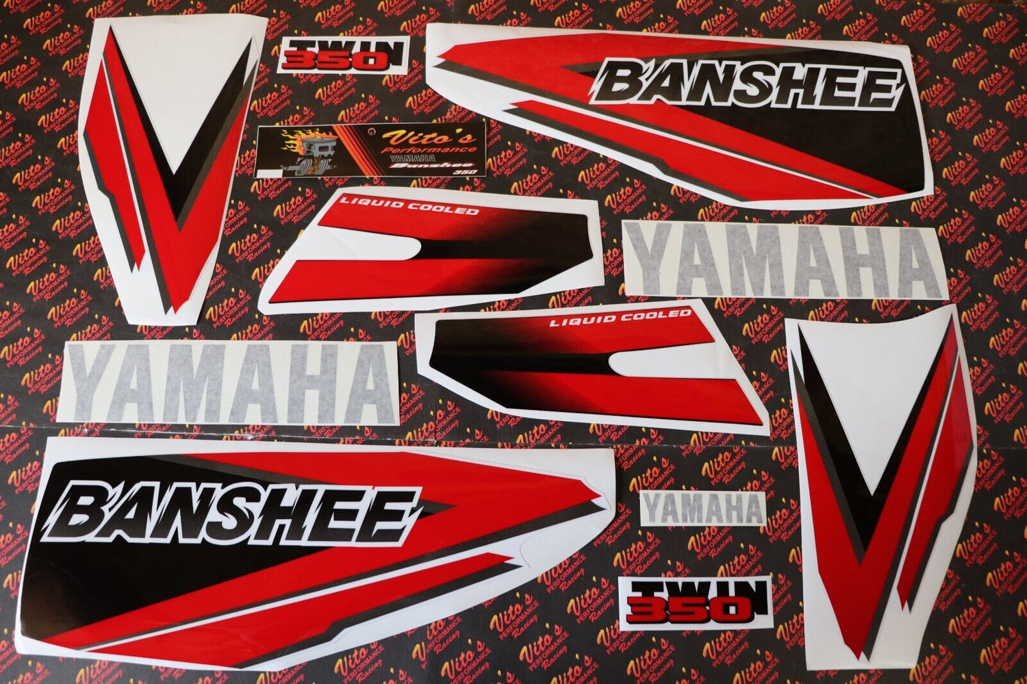 Vito's vinyl decal graphics kit 14MIL sticker Yamaha Banshee RED BLACK 2000 1