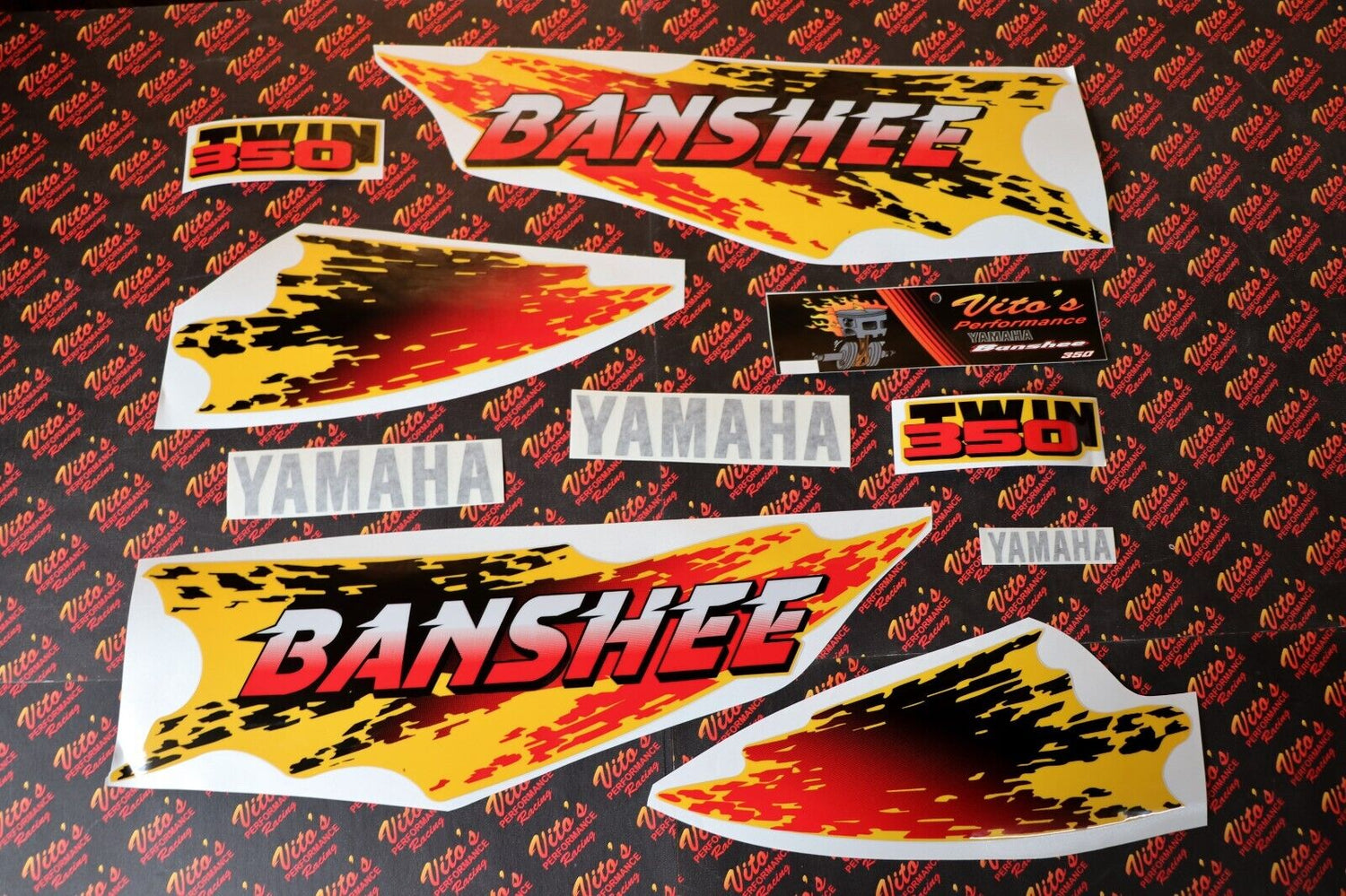 Vito's vinyl decal graphics kit 14MIL sticker Yamaha Banshee RED YELLOW 1997 1