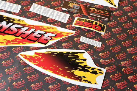 Vito's vinyl decal graphics kit 14MIL sticker Yamaha Banshee RED YELLOW 1997 3