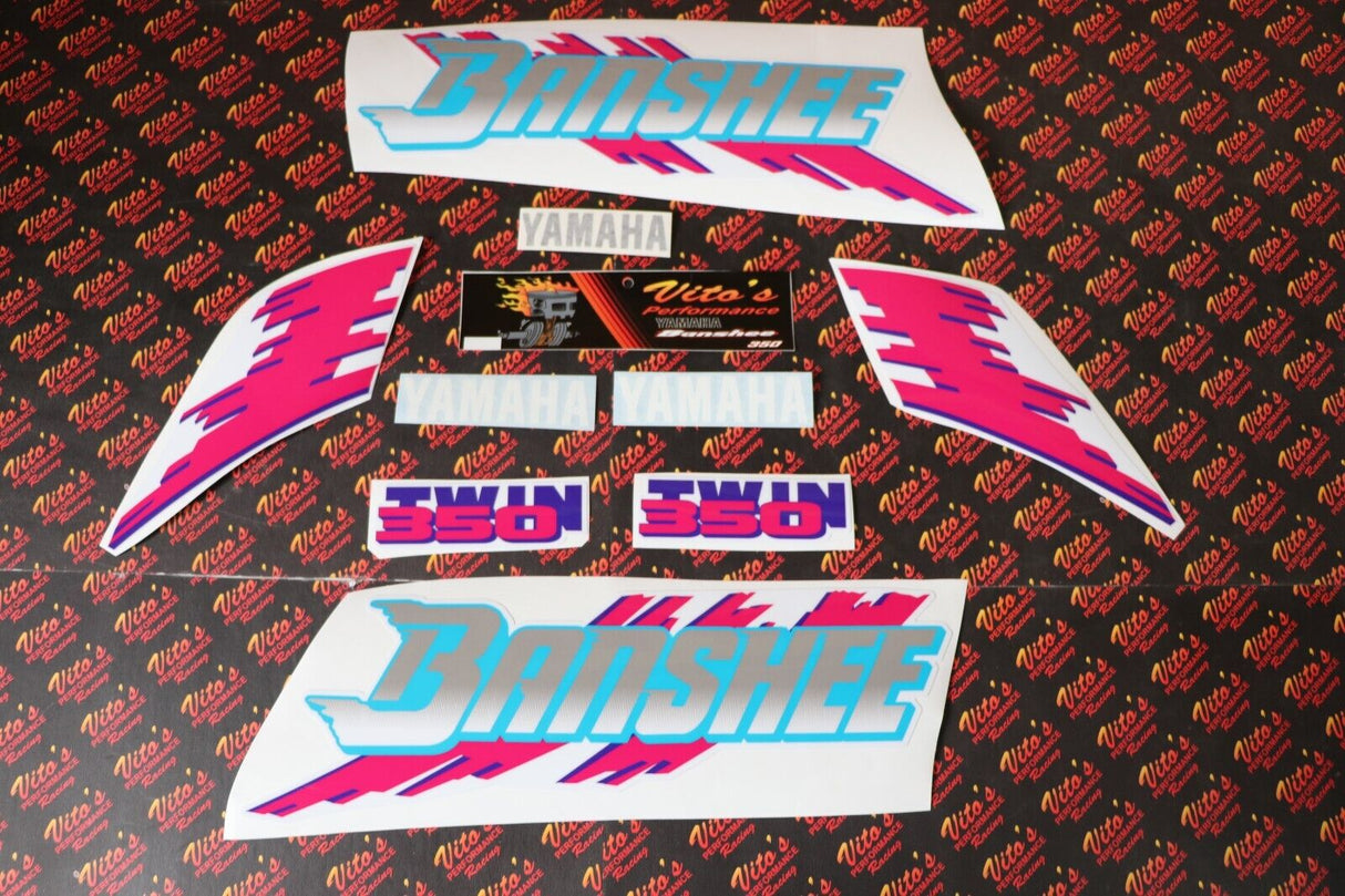 Vito's vinyl decal graphics kit 14MIL sticker Yamaha Banshee WHITE TEAL 1992 1