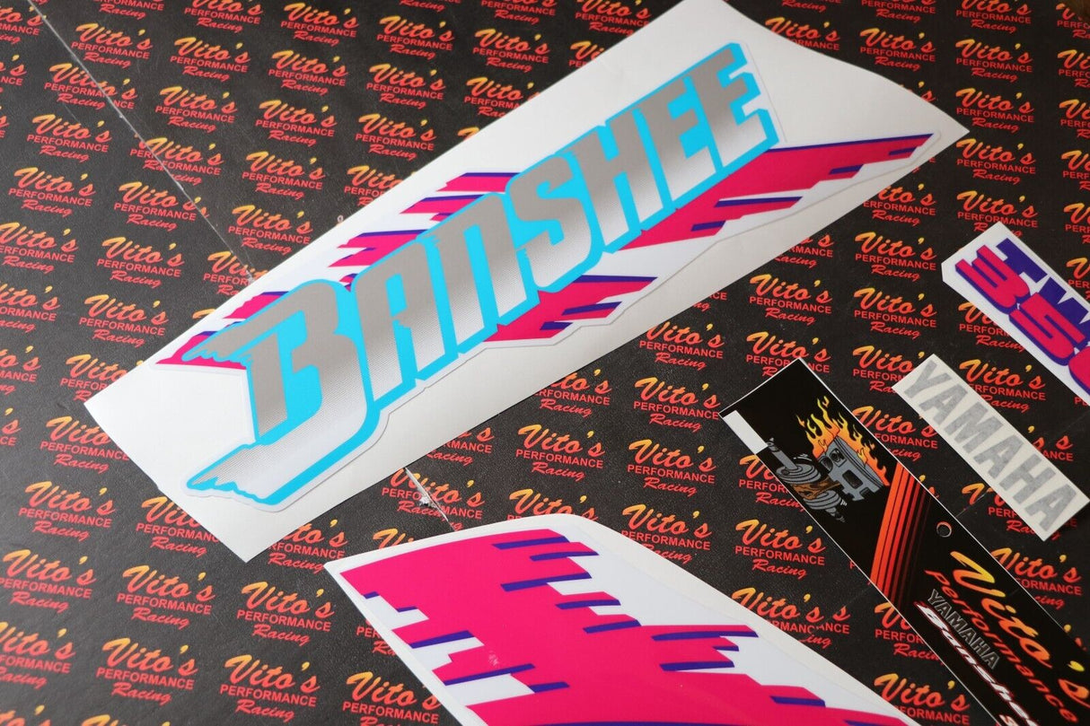 Vito's vinyl decal graphics kit 14MIL sticker Yamaha Banshee WHITE TEAL 1992 3