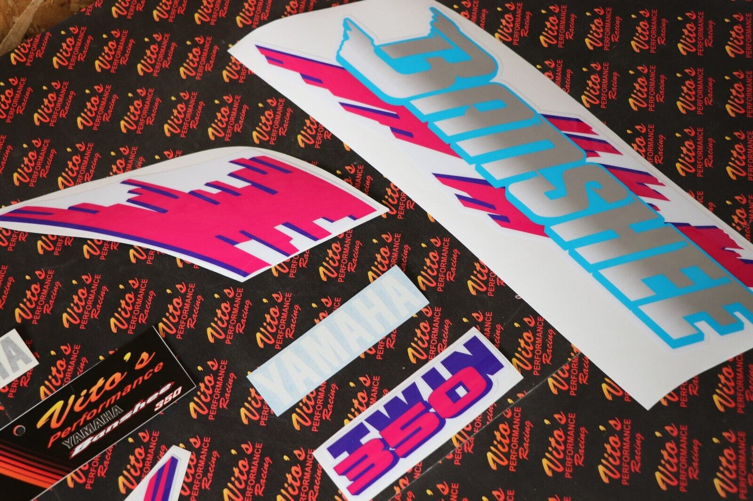 Vito's vinyl decal graphics kit 14MIL sticker Yamaha Banshee WHITE TEAL 1992 4