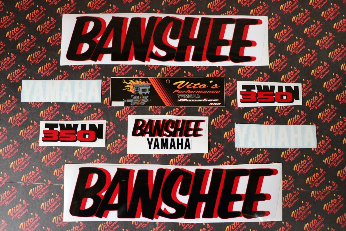 Vito's vinyl decal graphics kit 14MIL sticker Yamaha Banshee WHITE RED 1987 1