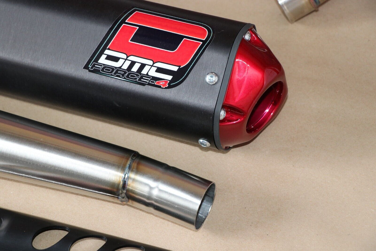 DMC Force-4 Twin Megaphone Comp dual Exhaust YAMAHA RAPTOR 700 2006-2014 3