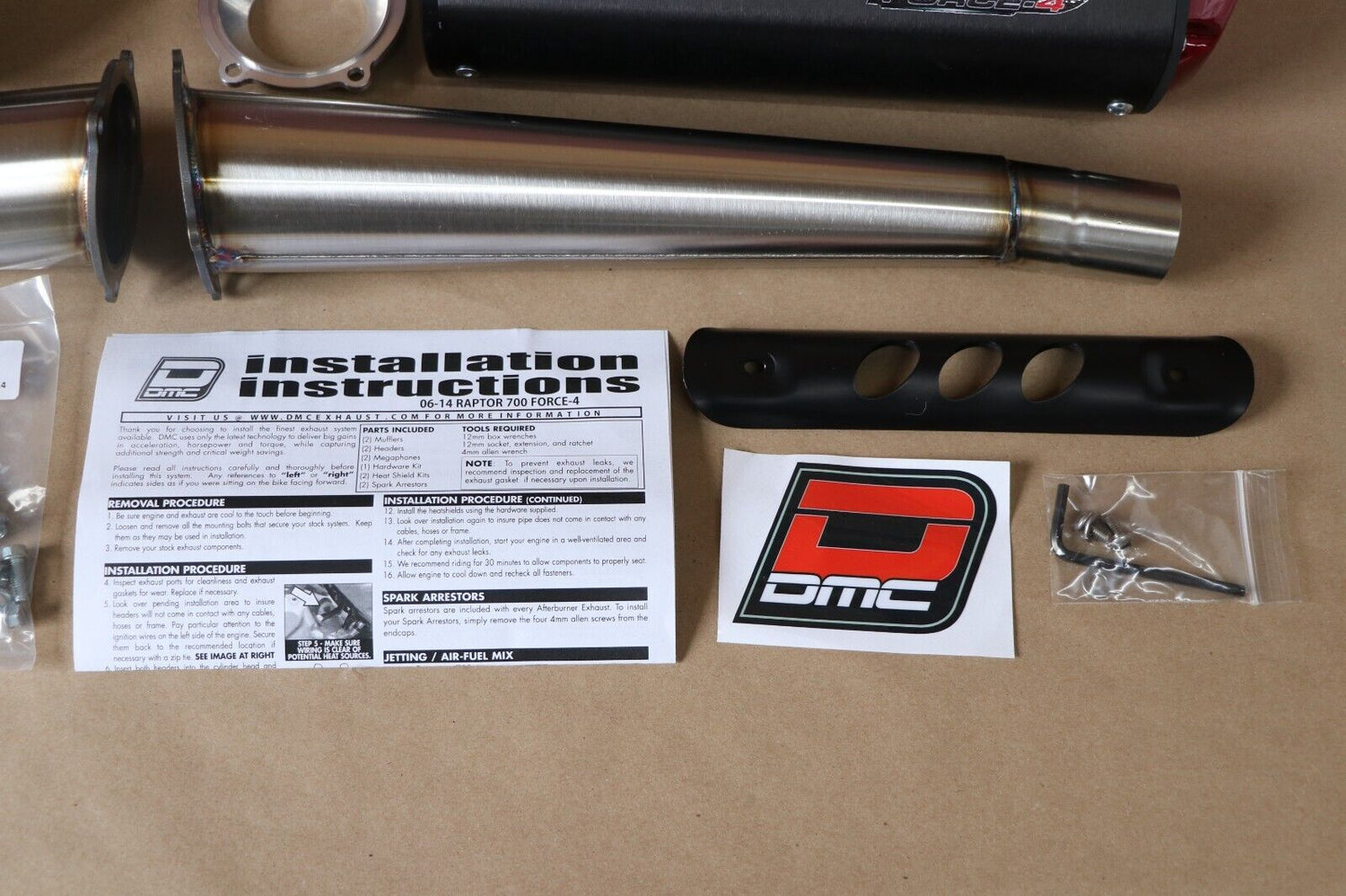 DMC Force-4 Twin Megaphone Comp dual Exhaust YAMAHA RAPTOR 700 2006-2014 8