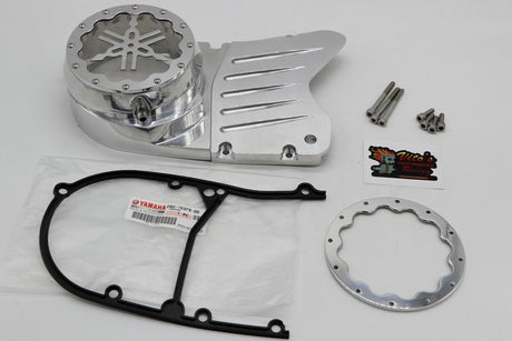BILLET ALUMINUM STATOR COVER CLEAR WINDOW + 2 INSERTS FOR YAMAHA BANSHEE SILVER 1