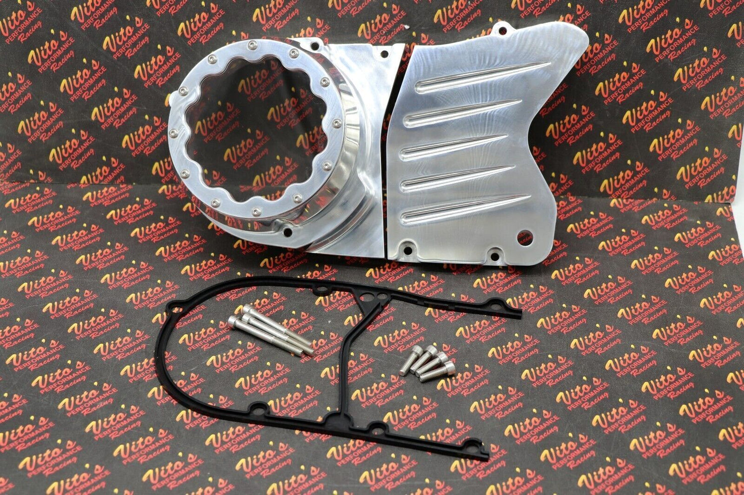 BILLET ALUMINUM STATOR COVER CLEAR WINDOW + 2 INSERTS FOR YAMAHA BANSHEE SILVER 5