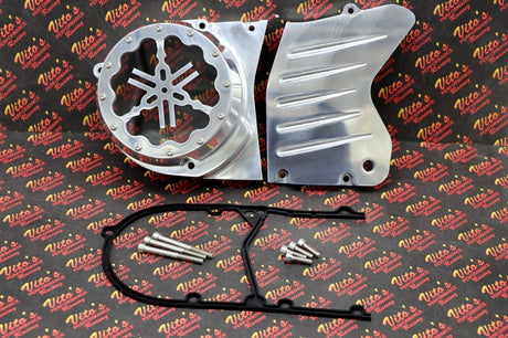 BILLET ALUMINUM STATOR COVER CLEAR WINDOW + 2 INSERTS FOR YAMAHA BANSHEE SILVER 9