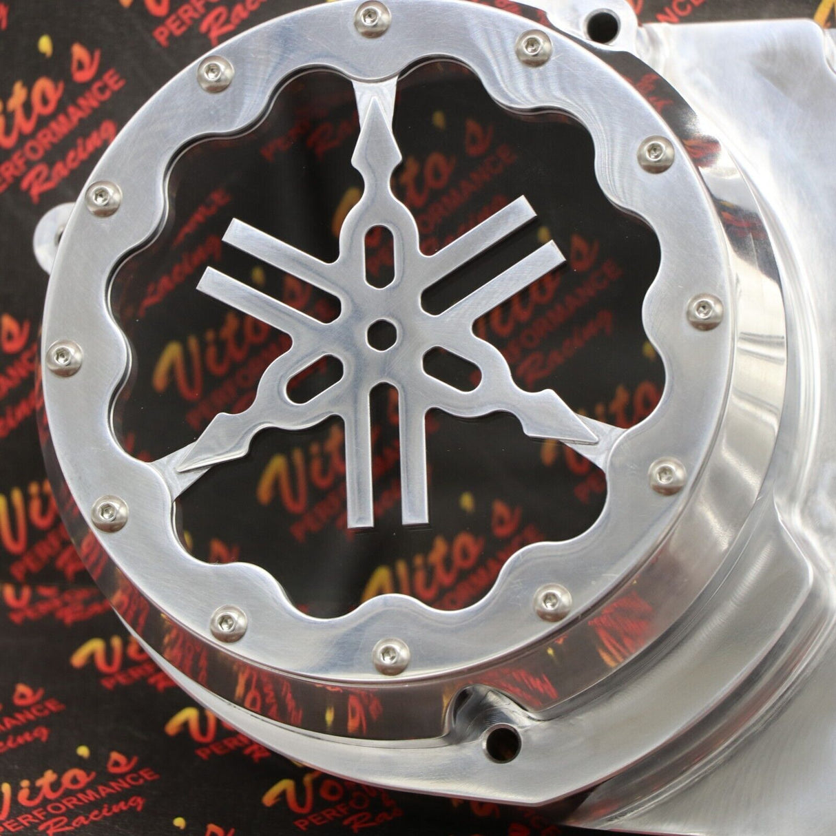 BILLET ALUMINUM STATOR COVER CLEAR WINDOW + 2 INSERTS FOR YAMAHA BANSHEE SILVER 11