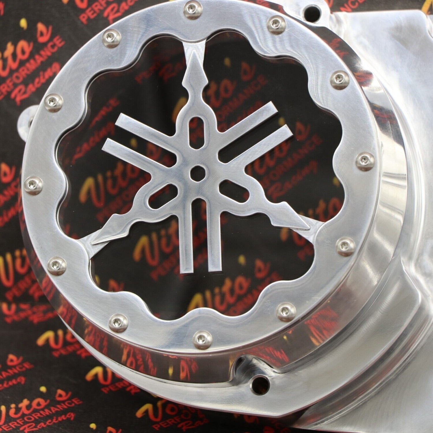 BILLET ALUMINUM STATOR COVER CLEAR WINDOW + 2 INSERTS FOR YAMAHA BANSHEE SILVER 11