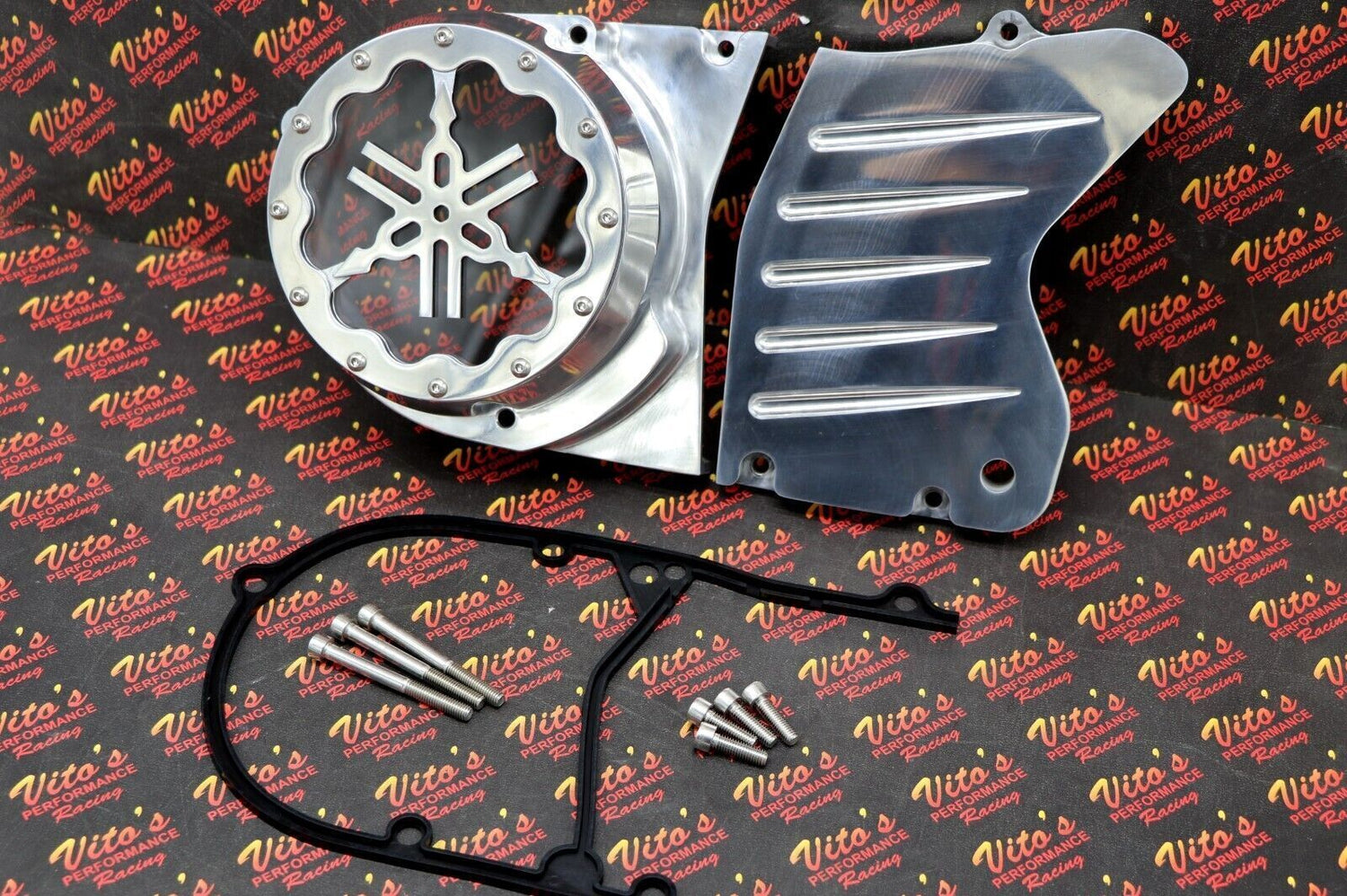 BILLET ALUMINUM STATOR COVER CLEAR WINDOW + 2 INSERTS FOR YAMAHA BANSHEE SILVER 12