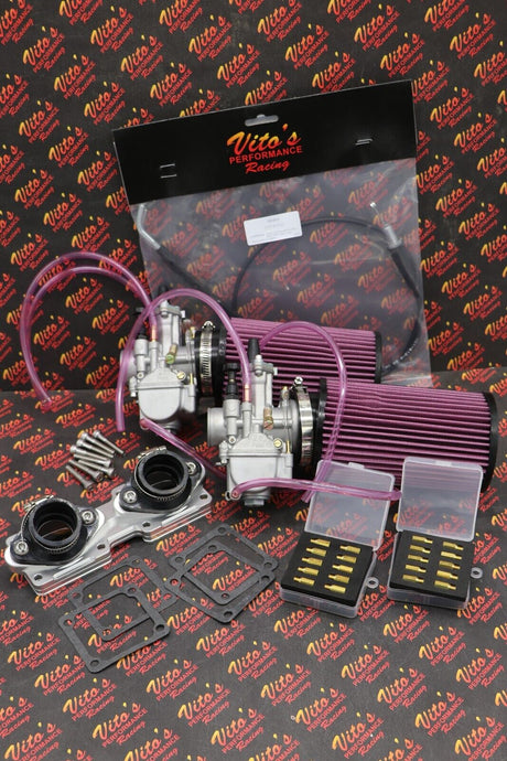 2 x 28mm carburetor + throttle cable carbs Banshee K+N filters + intakes jet kit 2