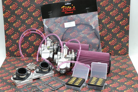 2 x 28mm carburetor + throttle cable carbs Banshee K+N filters + intakes jet kit 6