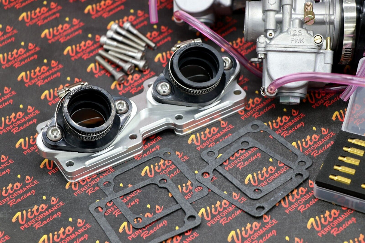2 x 28mm carburetor + throttle cable carbs Banshee K+N filters + intakes jet kit 8