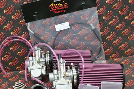 2 x 28mm carburetor + throttle cable carbs Banshee K+N filters + intakes jet kit 9