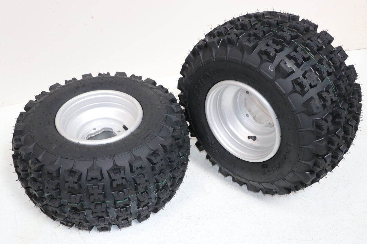 NEW 20x11x9 rear tires + wheels rims Yamaha Banshee Raptor YFZ450 SILVER 1