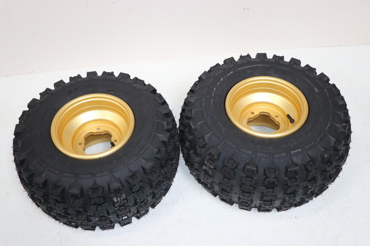 NEW 20x11x9 rear tires + wheels rims Yamaha Banshee Raptor YFZ450 GOLD 2